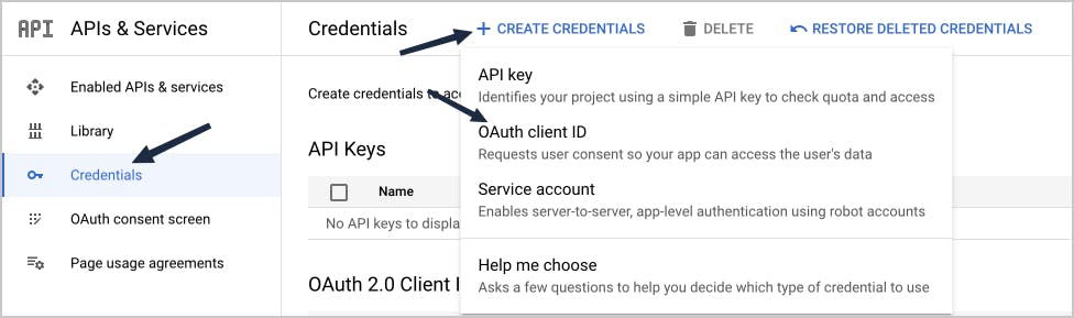 google drive api create client id